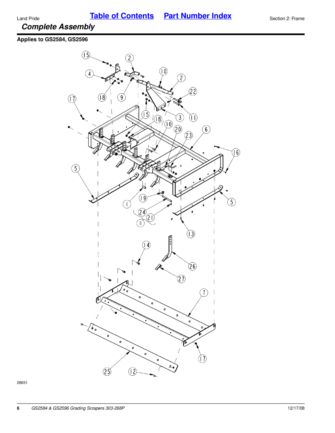 Land Pride GS2596, GS2584 manual Complete Assembly 