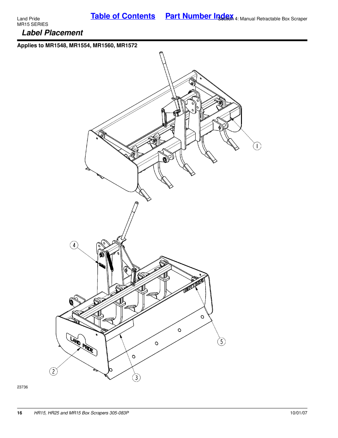 Land Pride HR25, MR15, HR15 manual 23736 