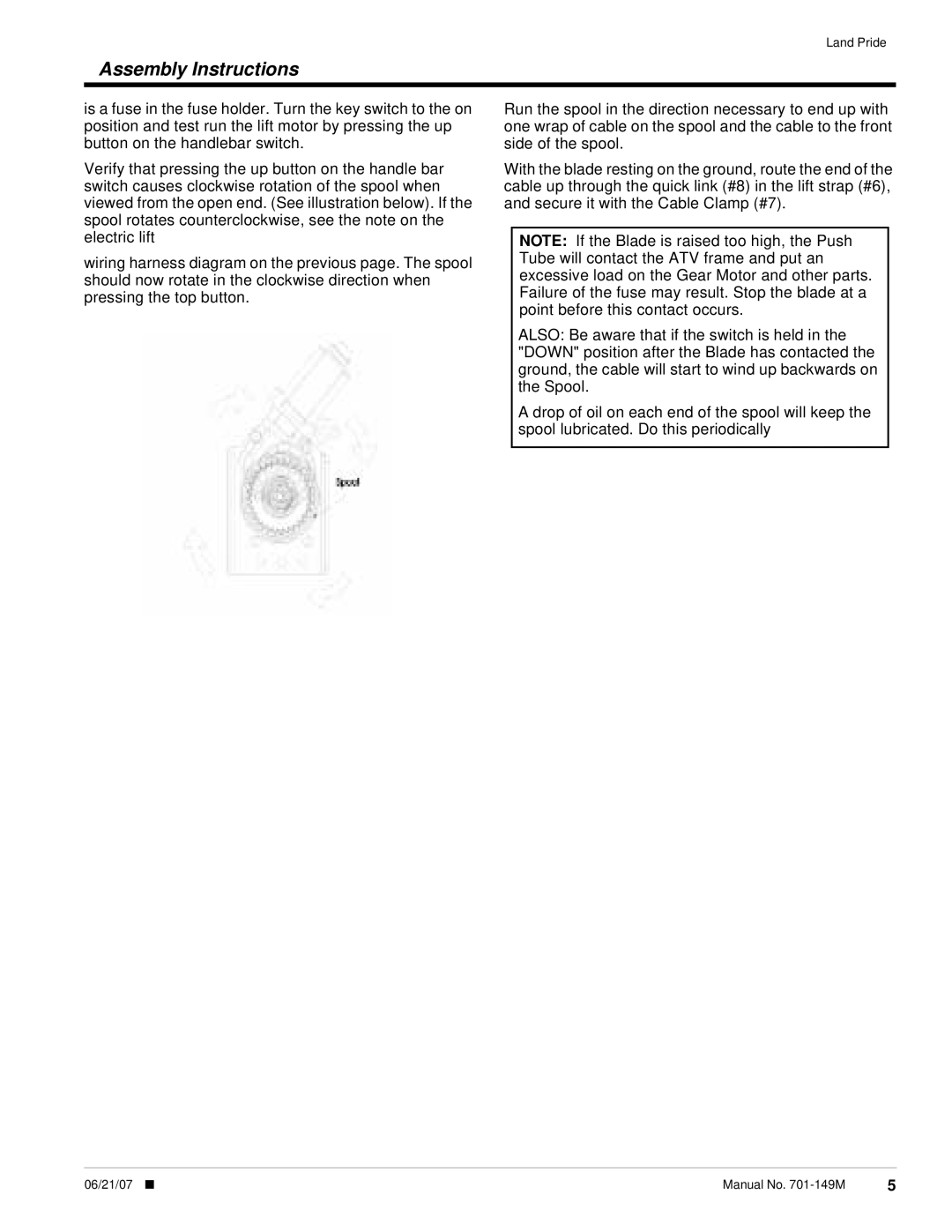Land Pride 701-069A, NT Series, ST Series installation instructions Assembly Instructions 