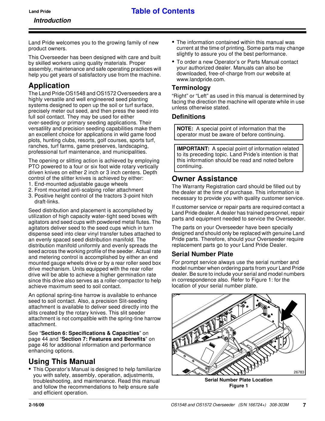 Land Pride OS1572, OS1548 manual Application, Using This Manual, Owner Assistance 