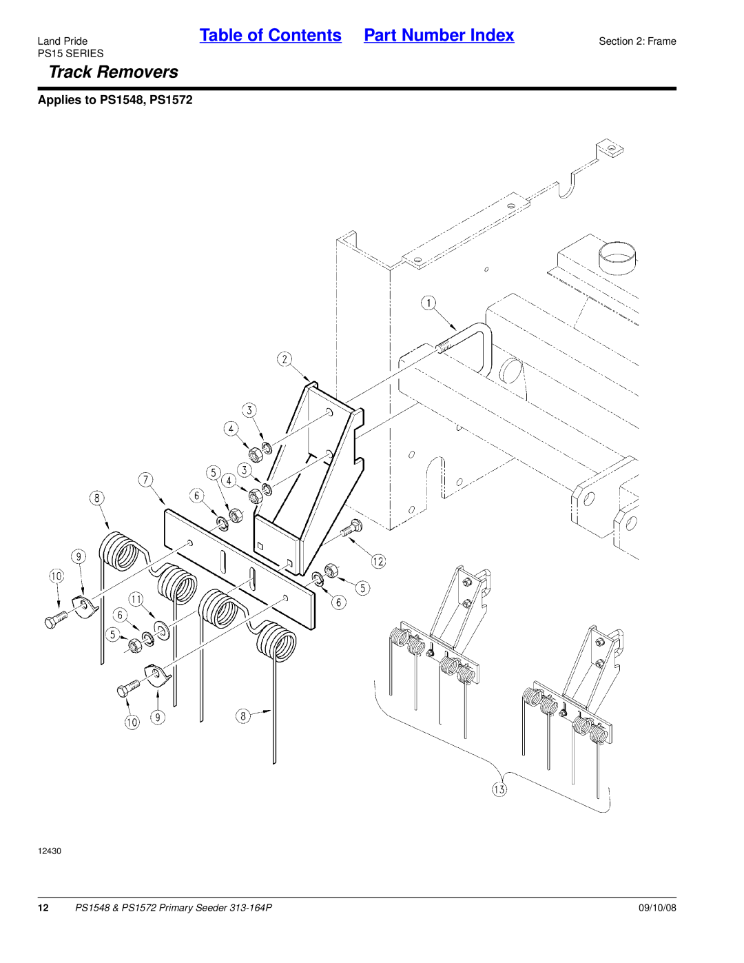 Land Pride PS1548, PS1572 manual Track Removers 