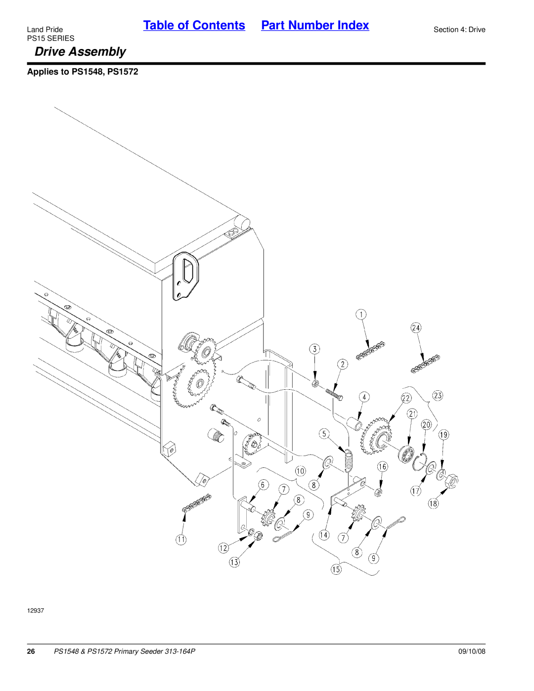 Land Pride PS1548, PS1572 manual Drive Assembly 