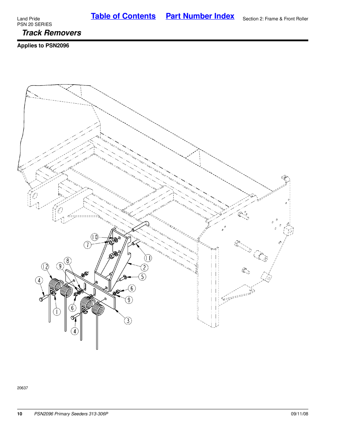 Land Pride 20583, PSN2096, 313-306P manual Track Removers 