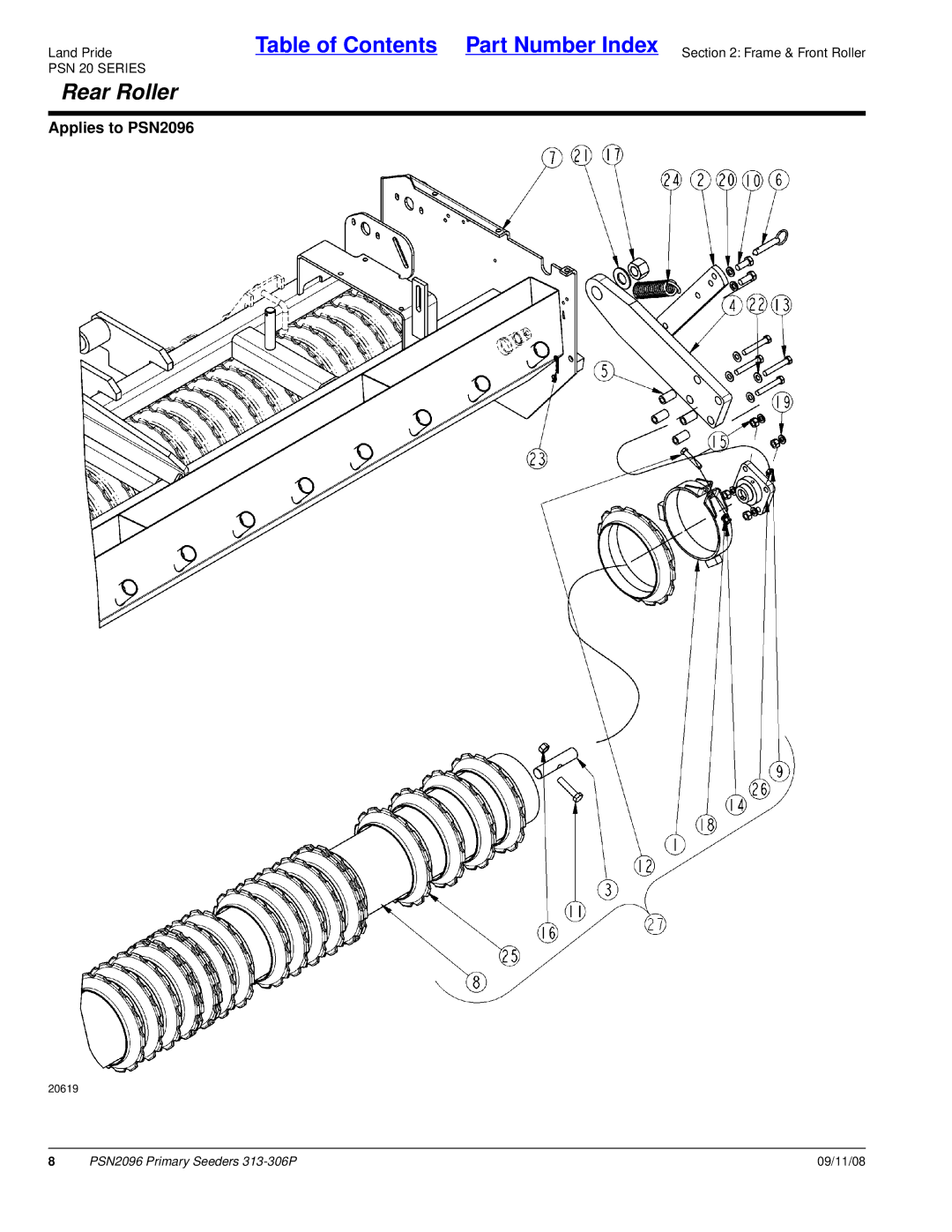 Land Pride 313-306P, PSN2096, 20583 manual Rear Roller 