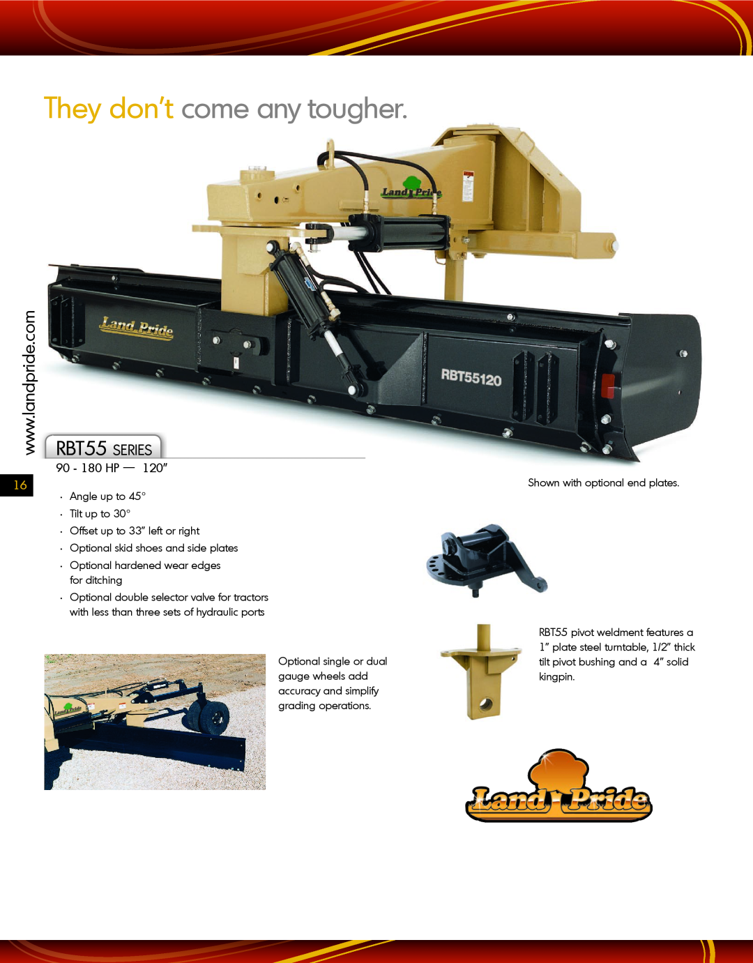 Land Pride manual They don’t come any tougher, RBT55 SERIES, 90 - 180 HP - 120” 