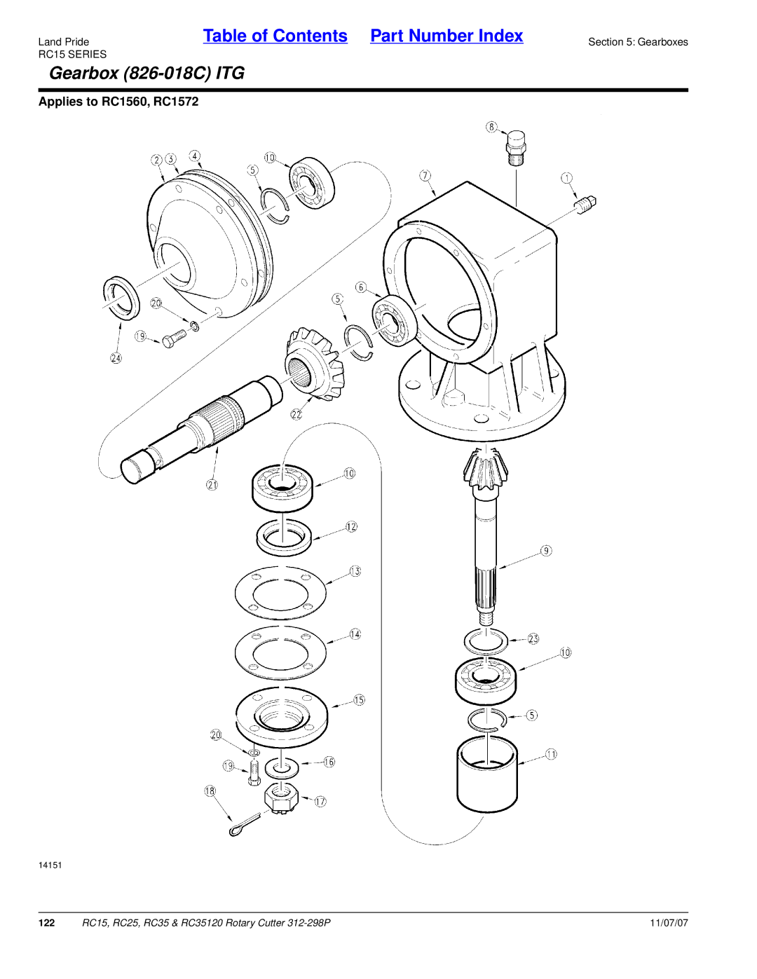 Land Pride RC25, RC35120, RC15 manual Gearbox 826-018C ITG 