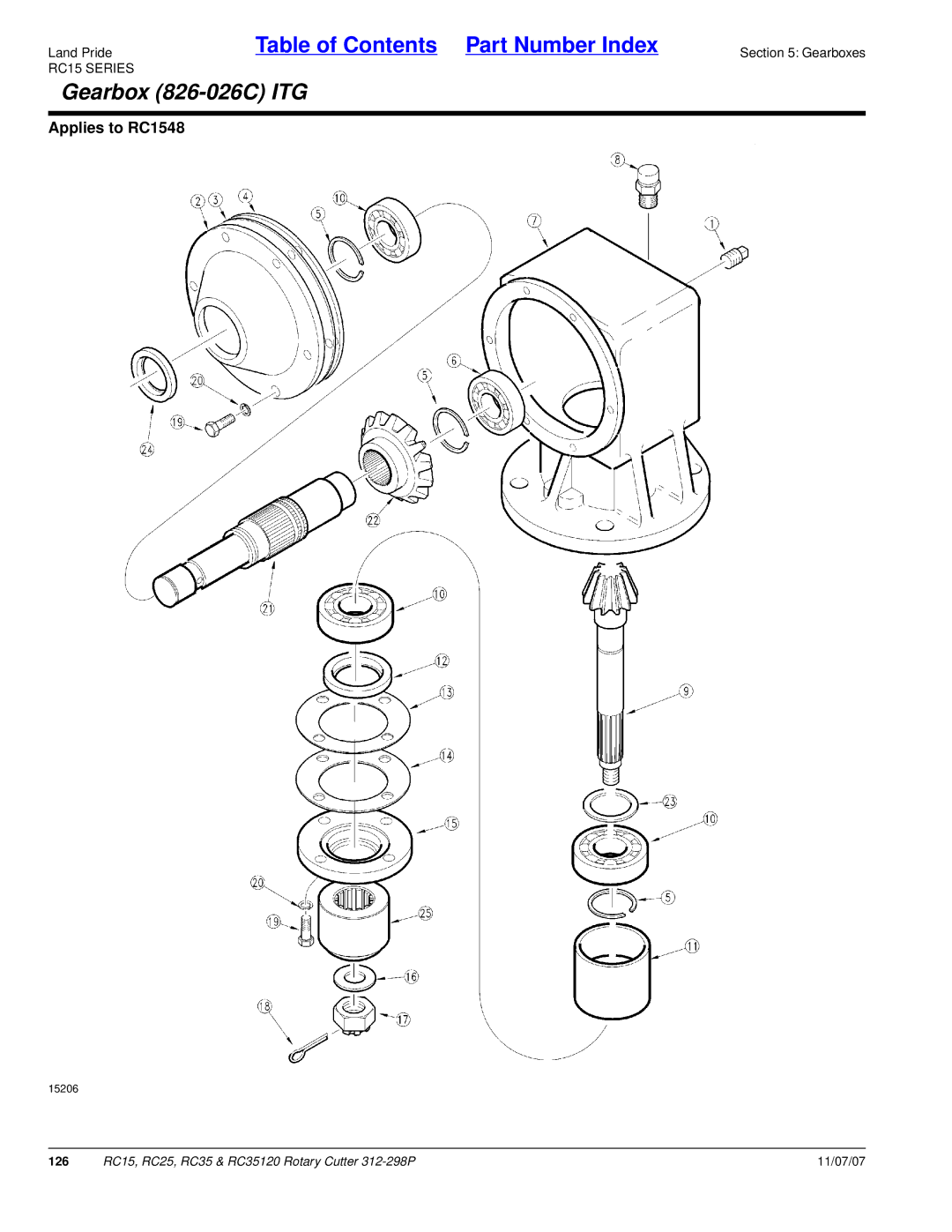 Land Pride RC25, RC35120, RC15 manual Gearbox 826-026C ITG 