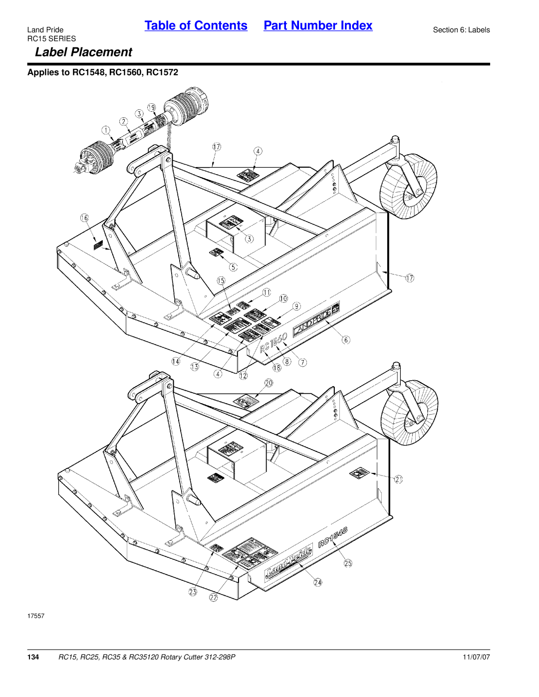 Land Pride RC25, RC35120, RC15 manual 134 