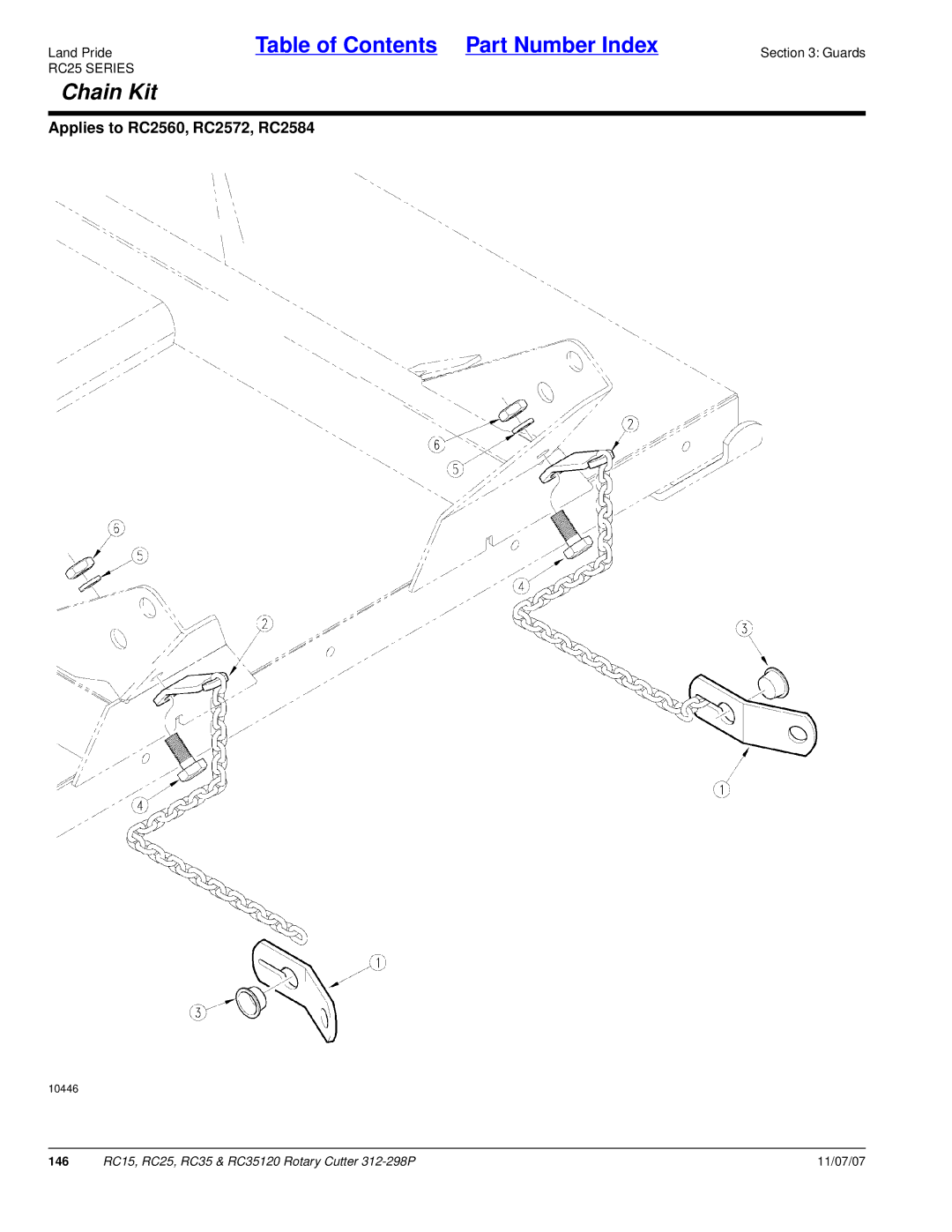 Land Pride RC25, RC35120, RC15 manual Chain Kit 