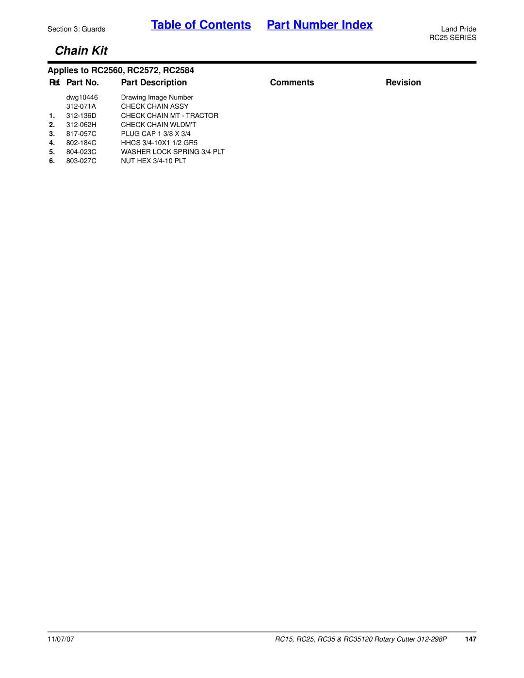 Land Pride RC15, RC35120, RC25 manual 147 