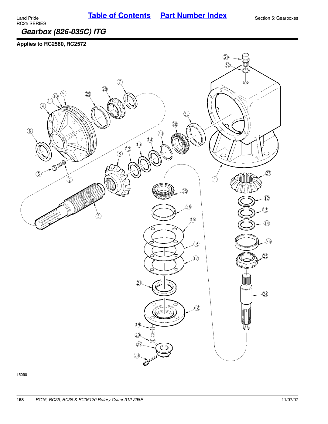 Land Pride RC25, RC35120, RC15 manual Gearbox 826-035C ITG 