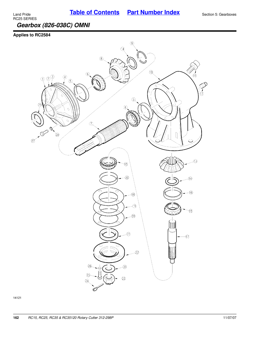 Land Pride RC25, RC35120, RC15 manual Gearbox 826-038C Omni 