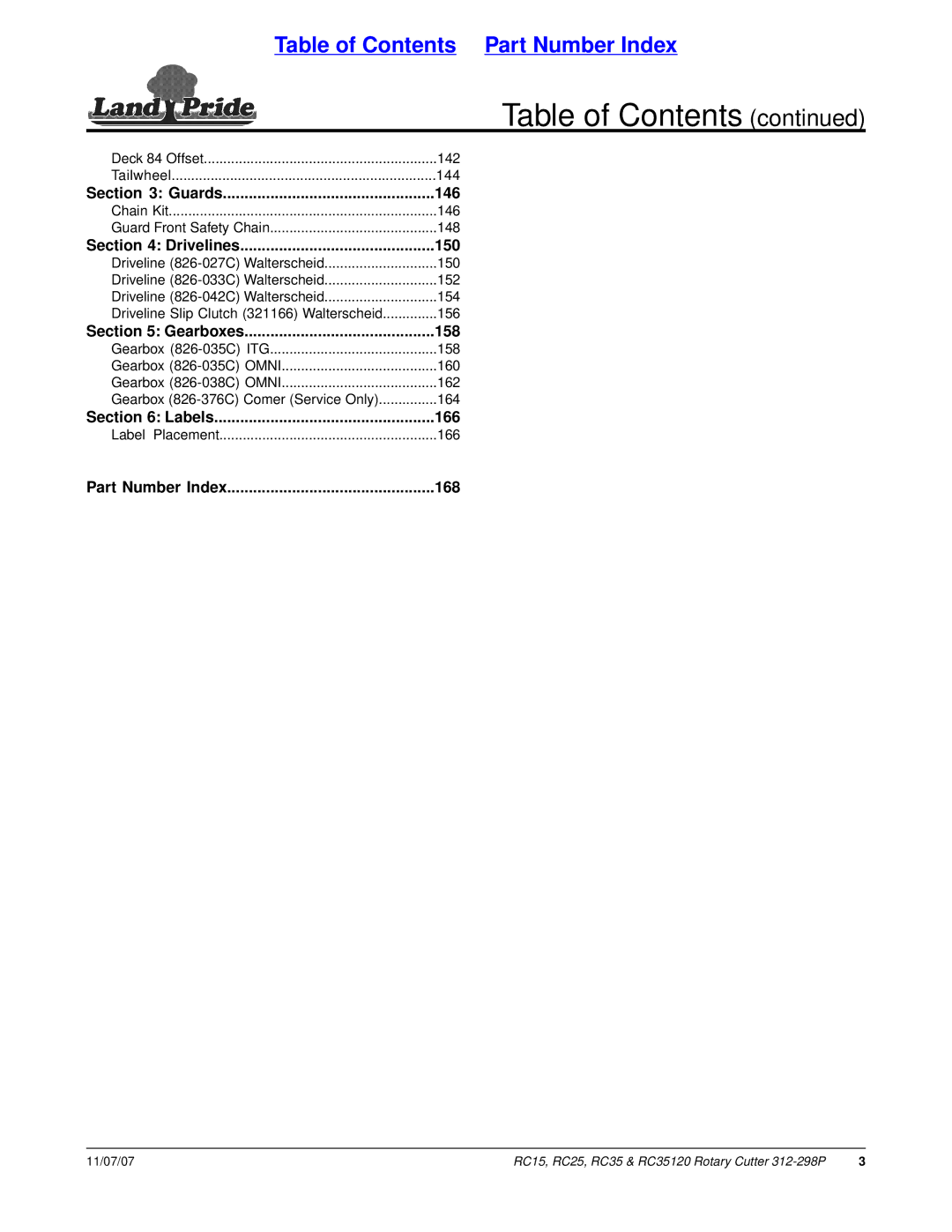 Land Pride RC15, RC35120, RC25 manual 146 