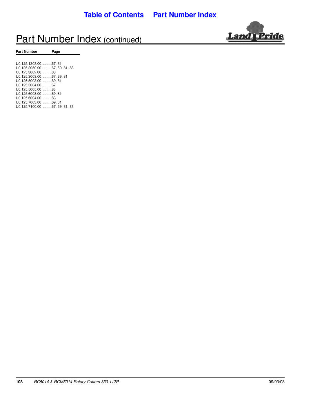 Land Pride RC5014, RCM5014 manual 108 