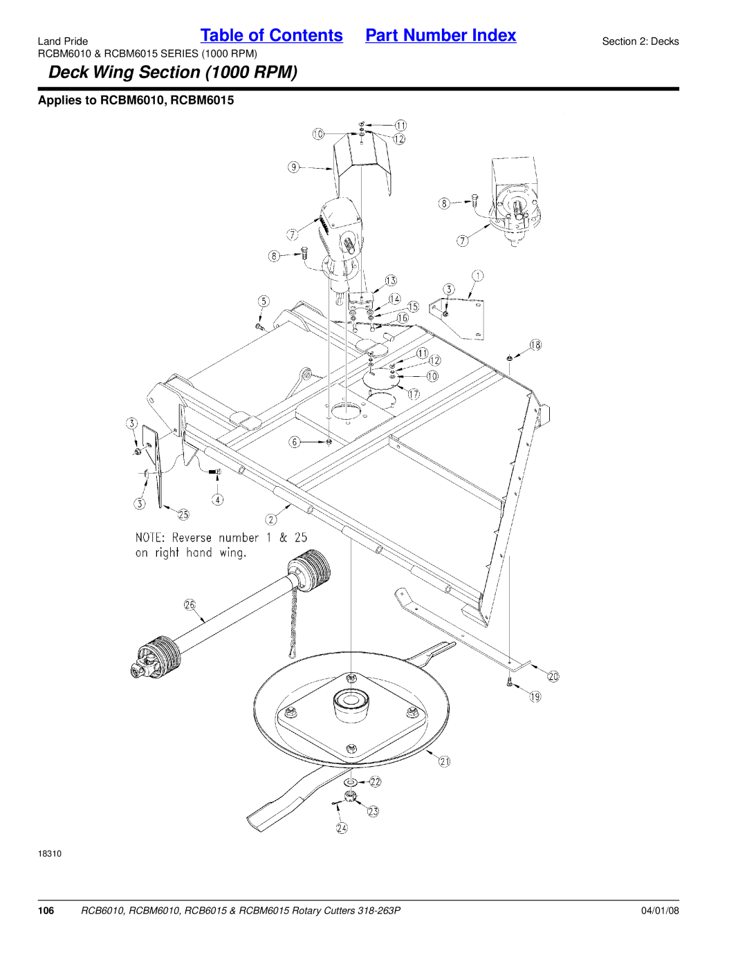 Land Pride RCB6010, RCBM6015, RCB6015, RCBM6010 manual 106 