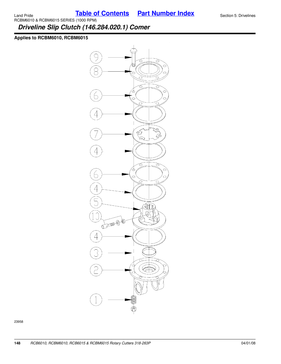 Land Pride RCBM6015, RCB6015, RCB6010, RCBM6010 manual 148 