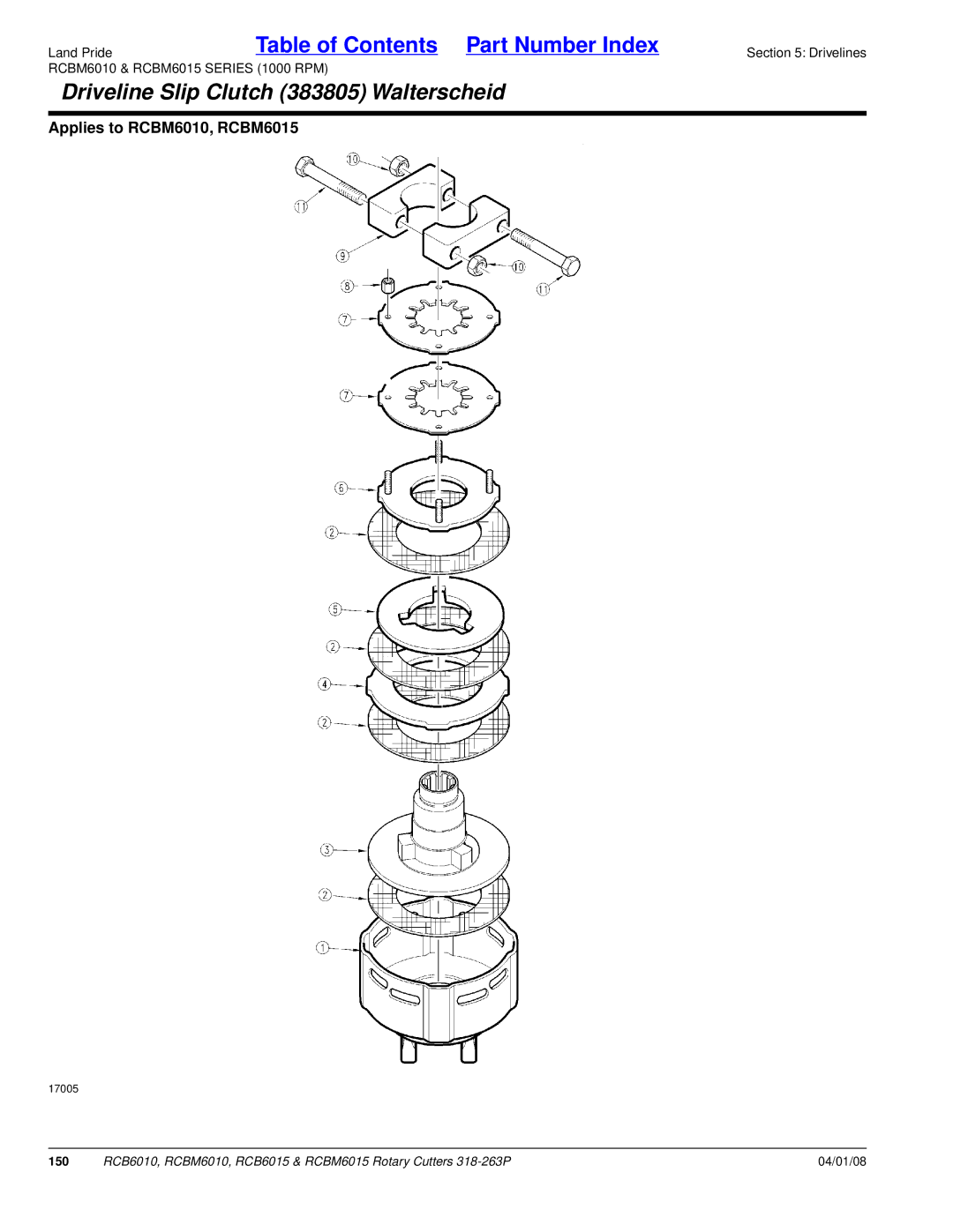 Land Pride RCB6010, RCBM6015, RCB6015, RCBM6010 manual 150 