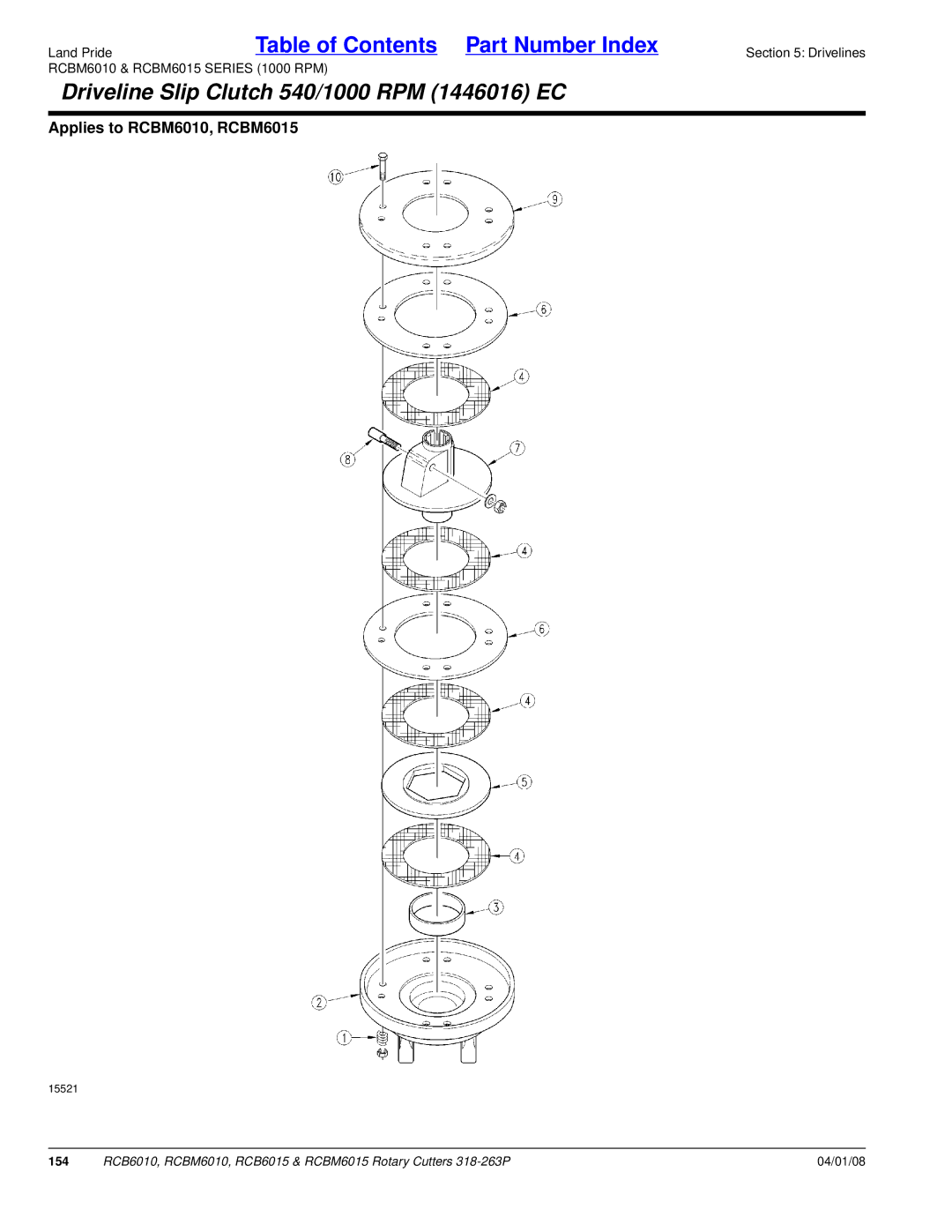 Land Pride RCB6010, RCBM6015, RCB6015, RCBM6010 manual 154 