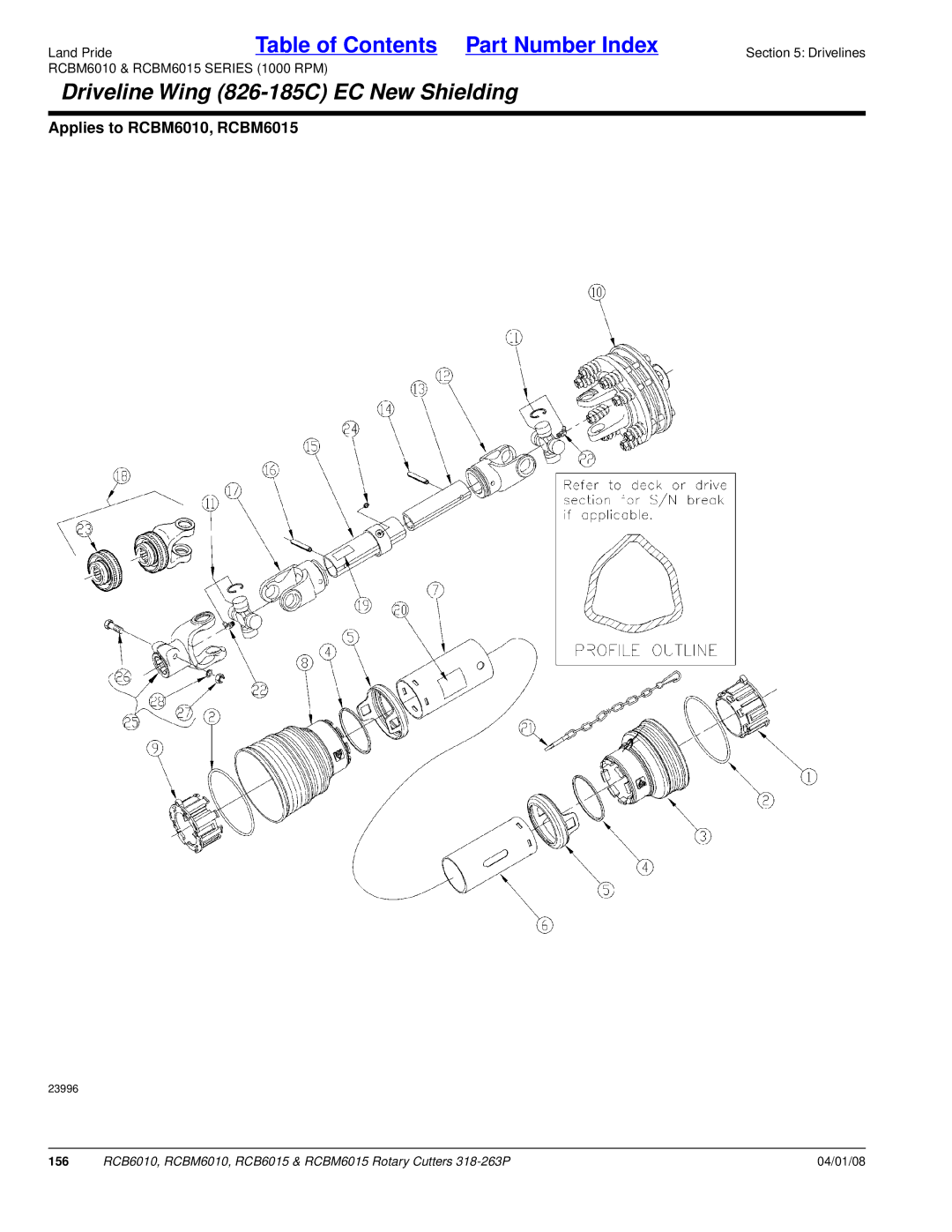 Land Pride RCBM6015, RCB6015, RCB6010, RCBM6010 manual 156 