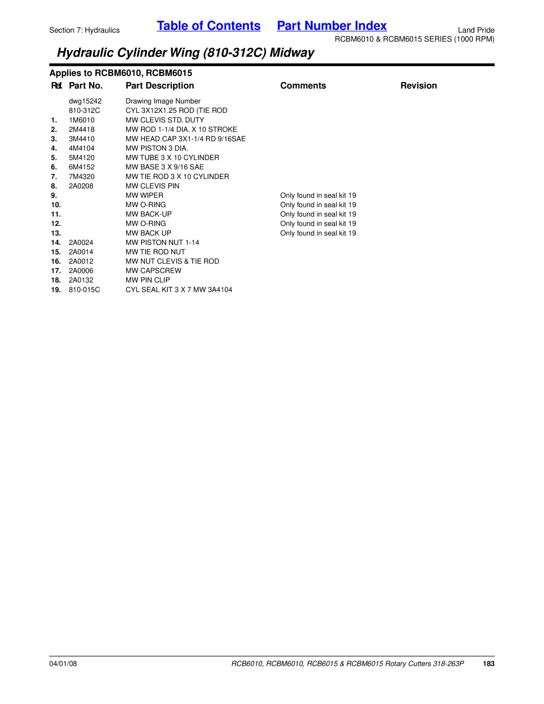 Land Pride RCBM6010, RCBM6015, RCB6015, RCB6010 manual 183 