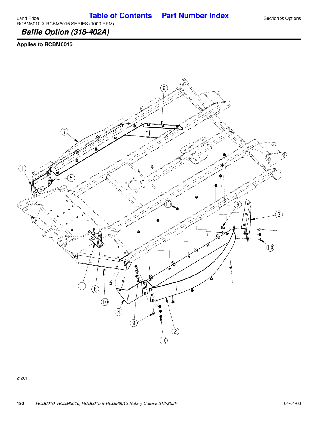 Land Pride RCB6010, RCBM6015, RCB6015, RCBM6010 manual 190 