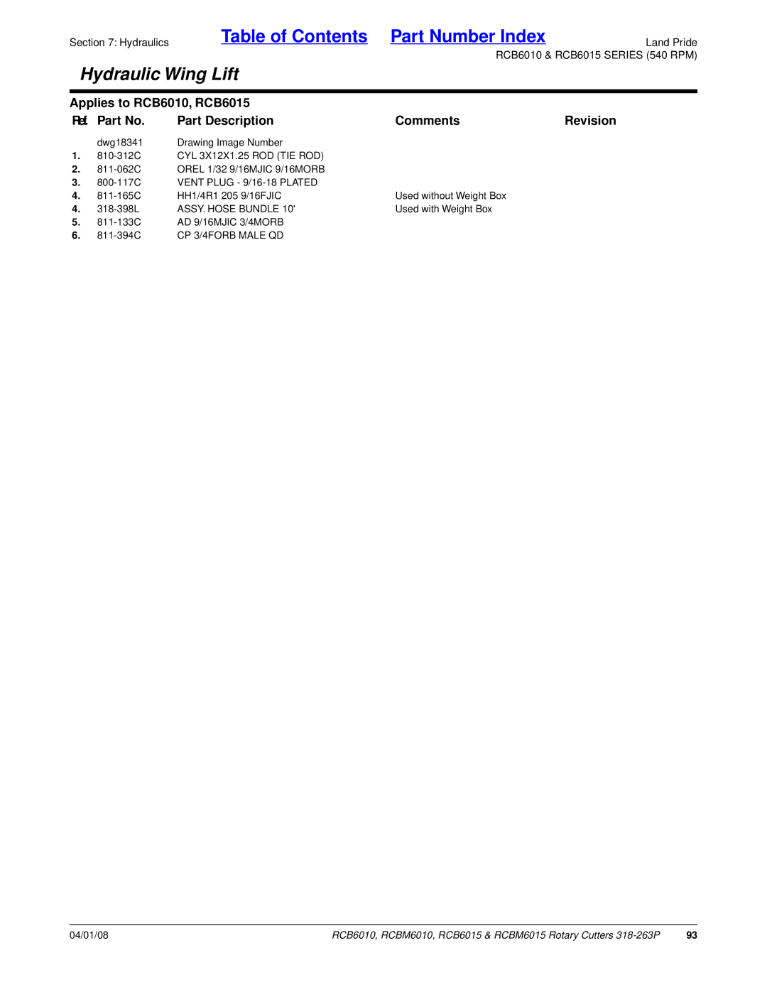 Land Pride RCB6015, RCBM6015, RCB6010, RCBM6010 manual ASSY. Hose Bundle 