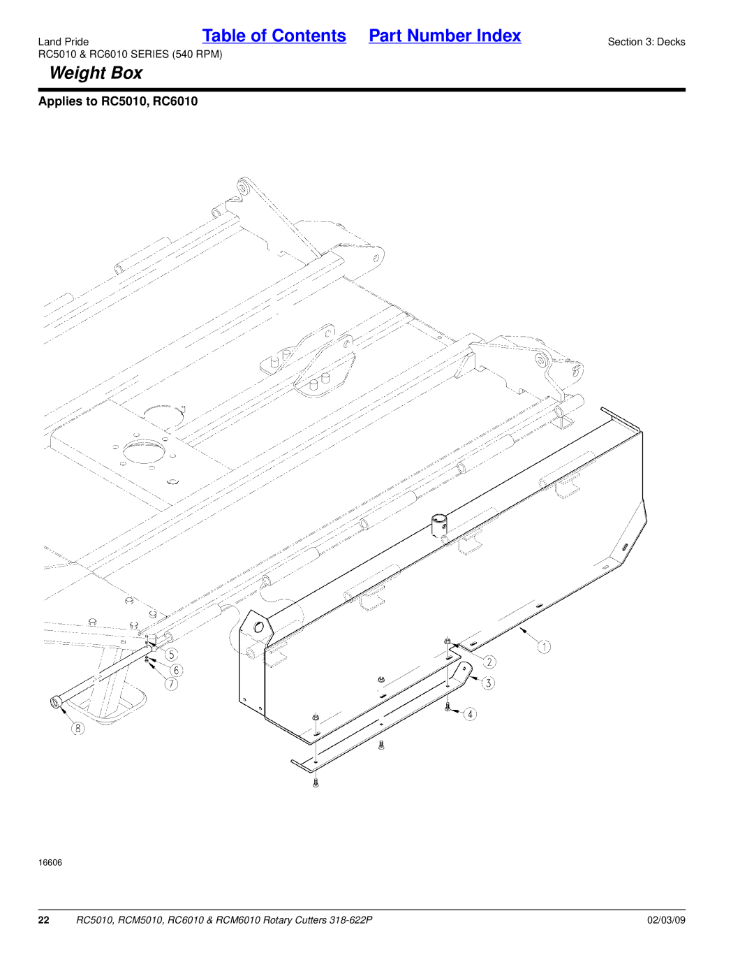 Land Pride RCM5010, RCM6010, RC5010, RC6010 manual Weight Box 