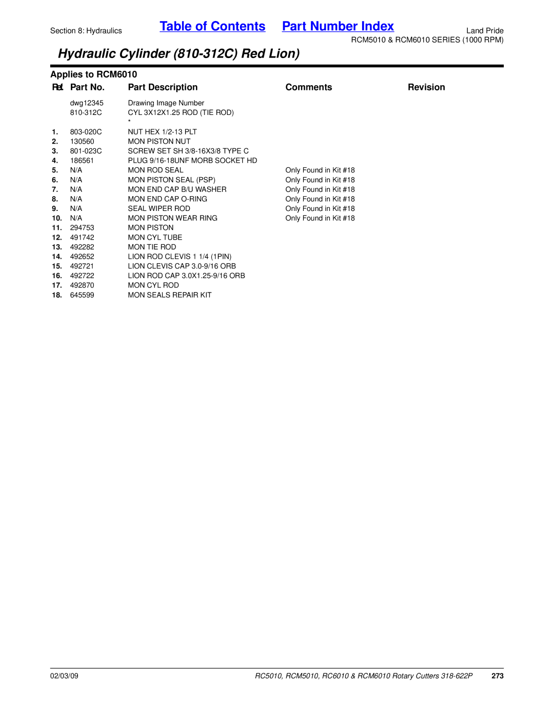 Land Pride RC5010, RCM6010, RCM5010, RC6010 manual 273 