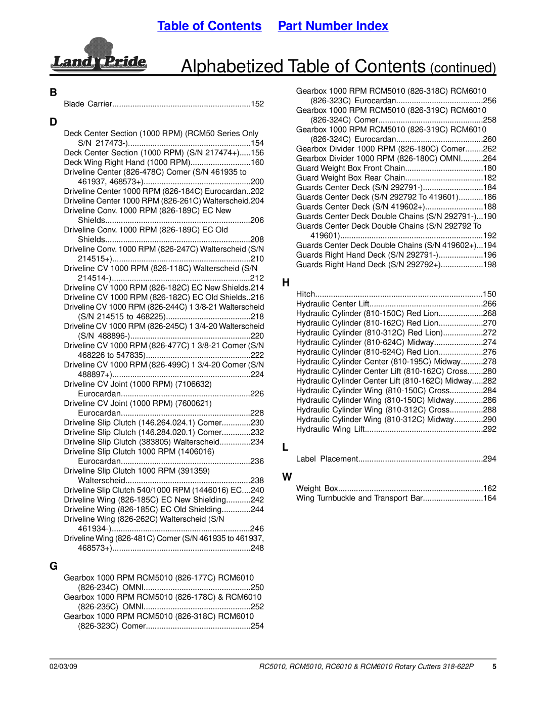 Land Pride RC5010, RCM6010, RCM5010, RC6010 manual 468226 to 222 