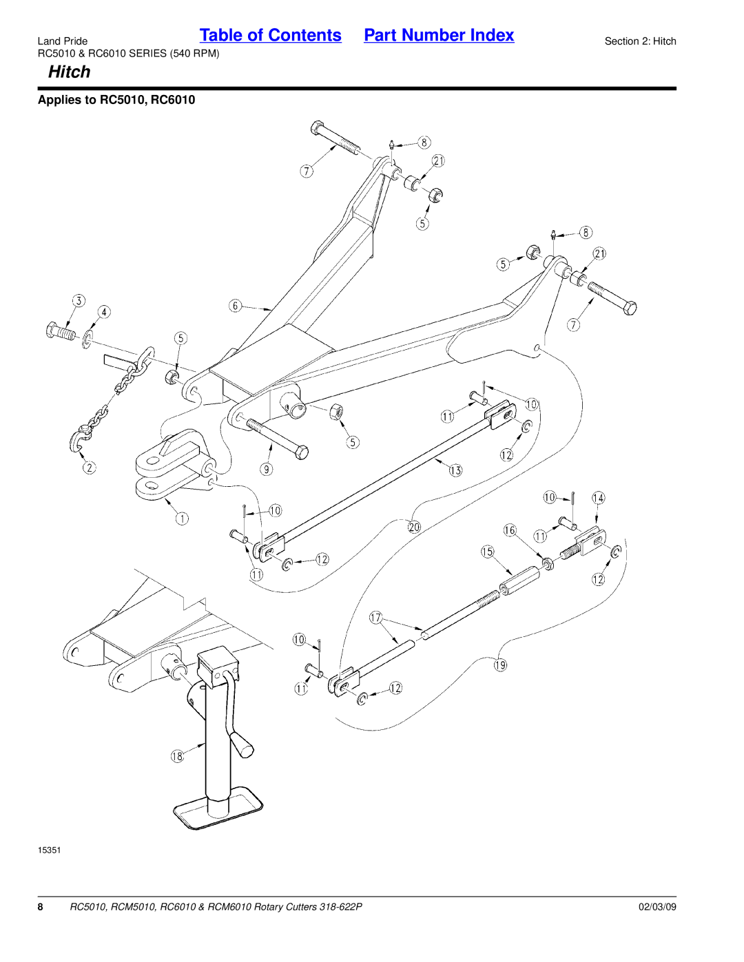 Land Pride RCM6010, RC5010, RCM5010, RC6010 manual Hitch 