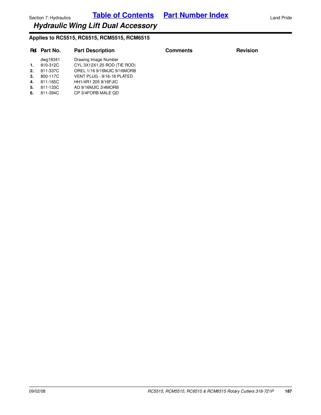 Land Pride RC5515, RCM6515, RCM5515, RC6515 manual 187 