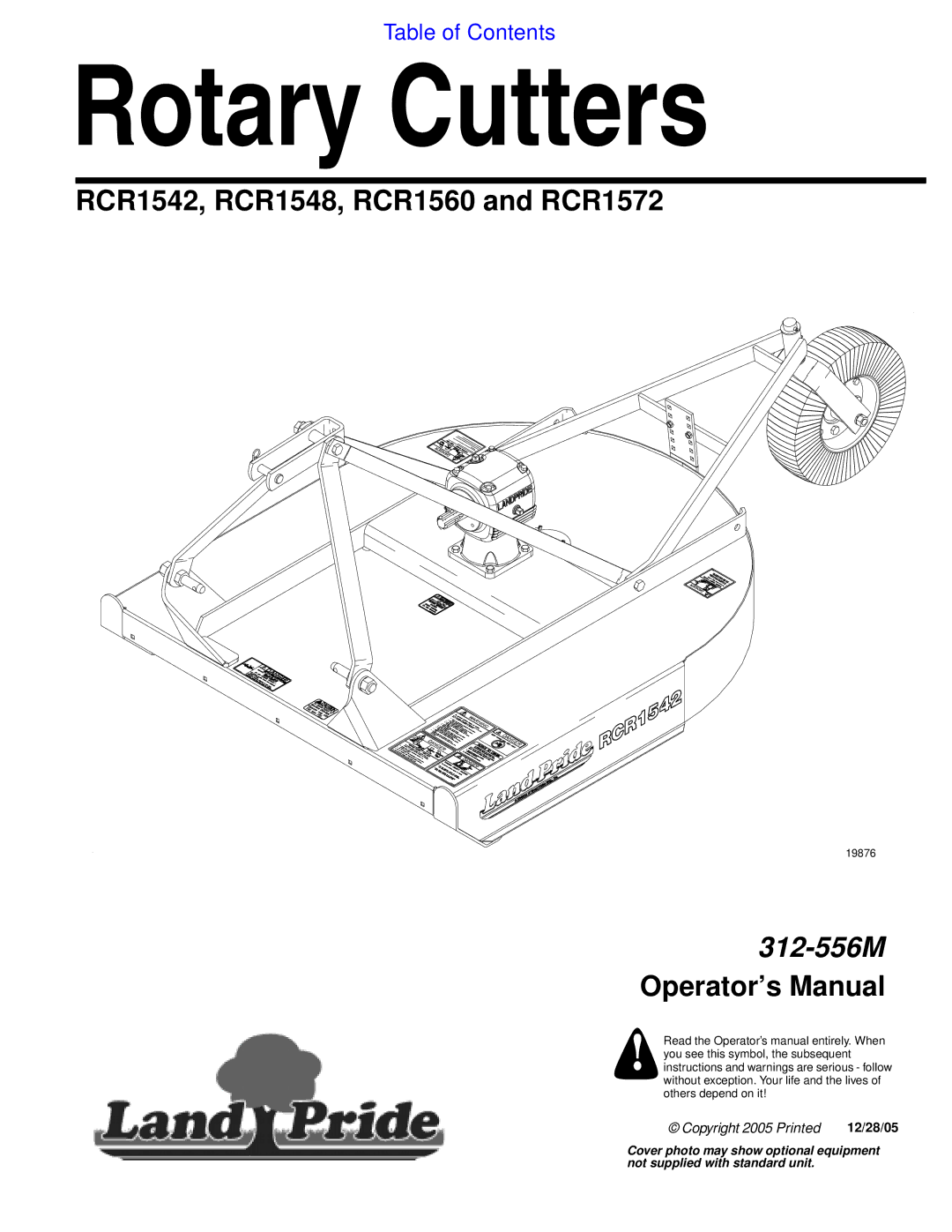 Land Pride RCR1572, RCR1560, RCR1542, RCR1548 manual Rotary Cutters 