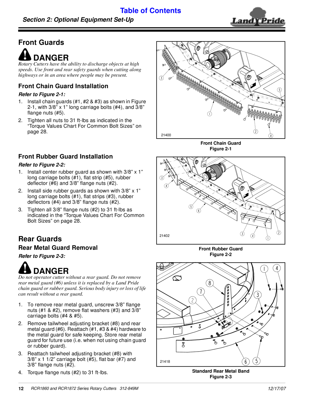 Land Pride RCR1860, RCR1872 Front Guards, Rear Guards, Front Chain Guard Installation, Front Rubber Guard Installation 