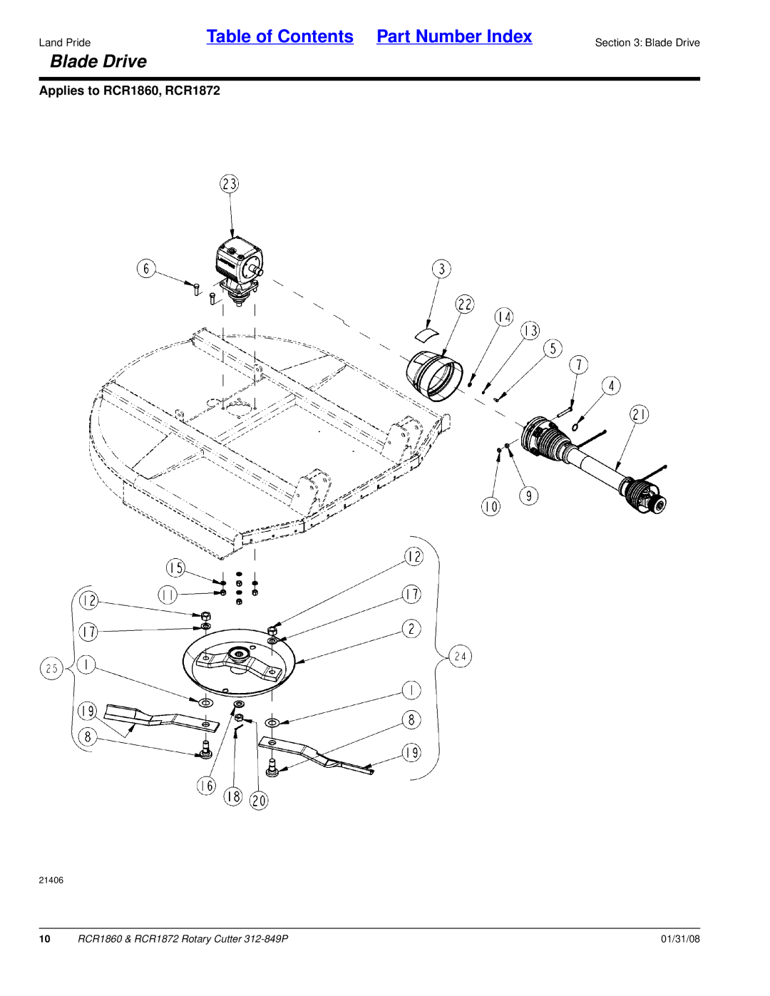 Land Pride RCR1860, RCR1872 manual Blade Drive 