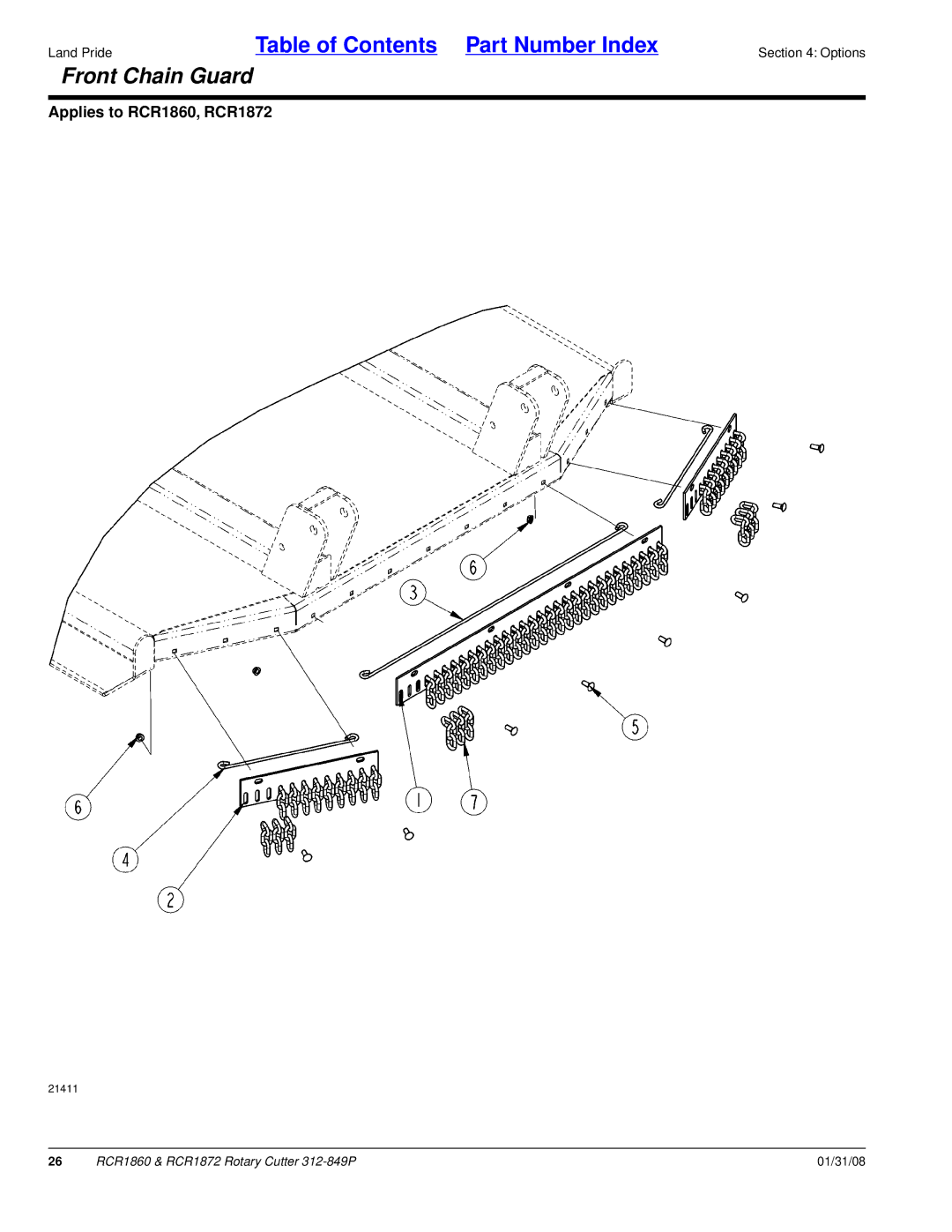 Land Pride RCR1860, RCR1872 manual Front Chain Guard 