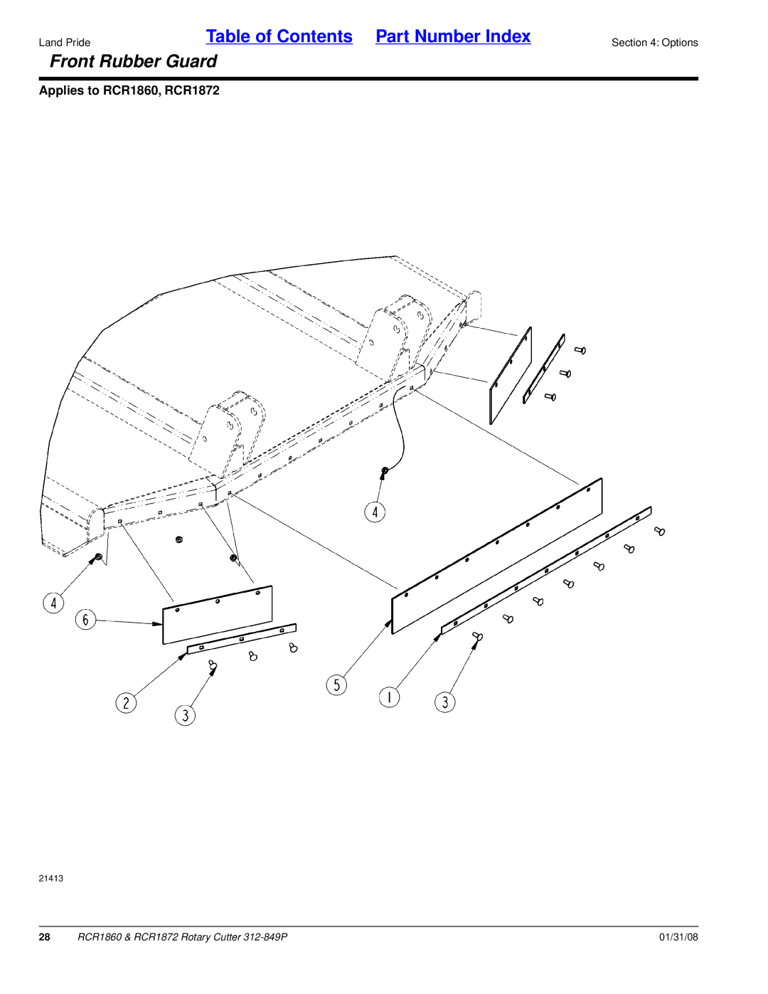 Land Pride RCR1860, RCR1872 manual Front Rubber Guard 