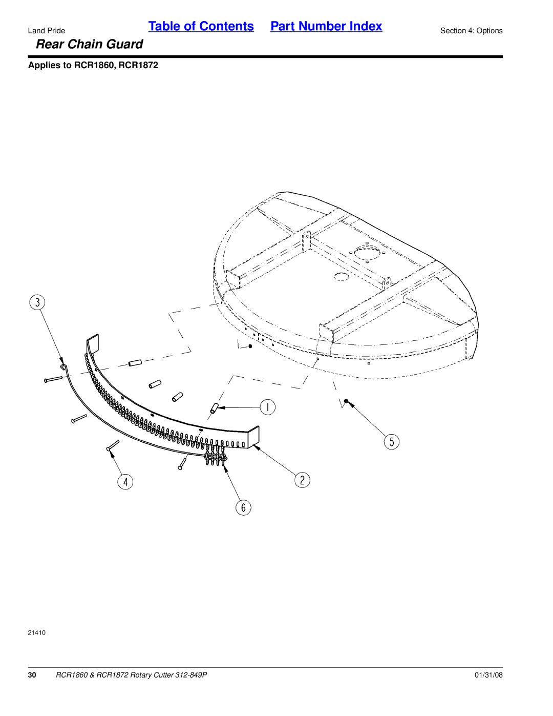 Land Pride RCR1860, RCR1872 manual Rear Chain Guard 