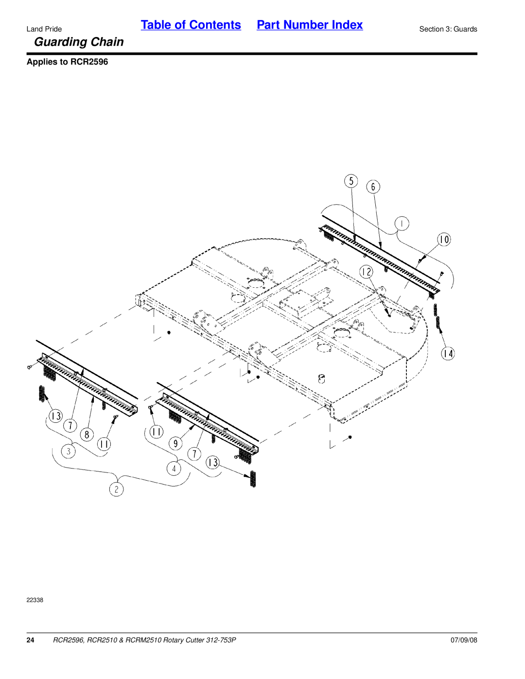 Land Pride RCR2596, RCRM2510, RCR2510 manual Guarding Chain 