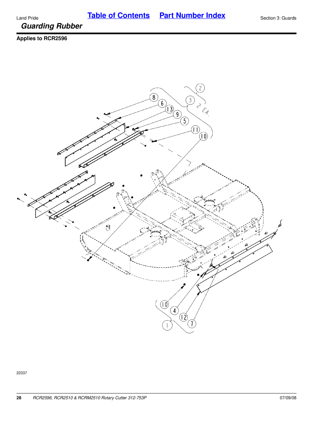 Land Pride RCRM2510, RCR2596, RCR2510 manual Guarding Rubber 