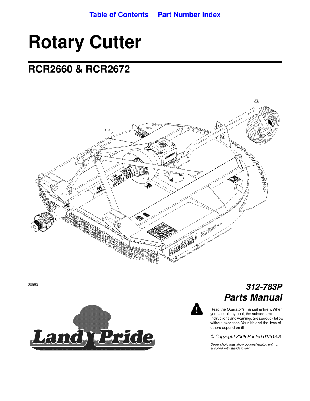 Land Pride RCR2660, RCR2672 manual Rotary Cutter 