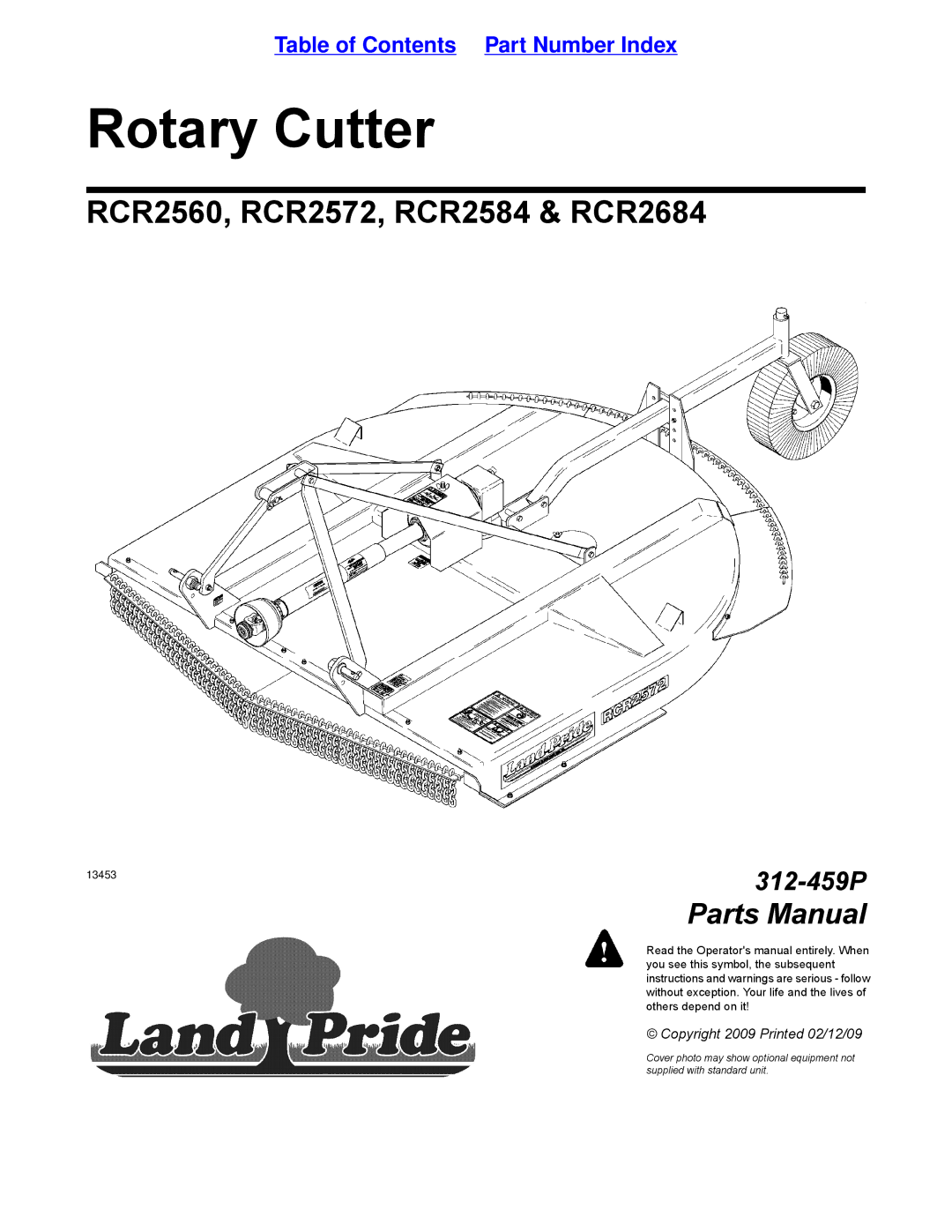 Land Pride RCR2584, RCR2684, RCR2572, RCR2560 manual Rotary Cutter 