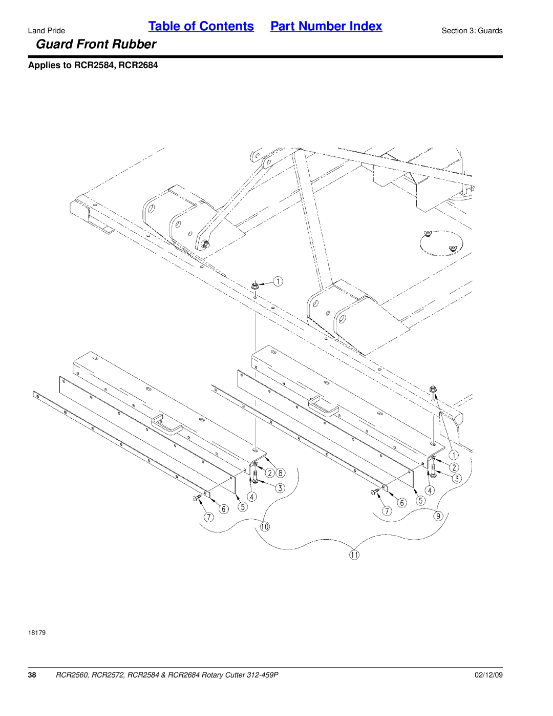 Land Pride RCR2572, RCR2684, RCR2584, RCR2560 manual Guard Front Rubber 