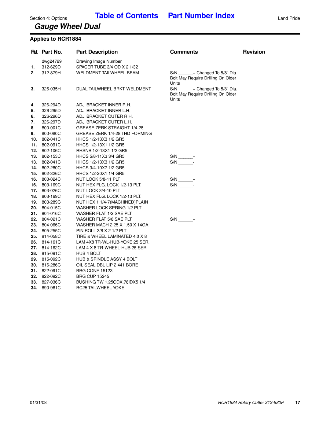 Land Pride RCR1884 Weldment Tailwheel Beam, Dual Tailwheel BRKT. Weldment, ADJ. Bracket Inner R.H, ADJ. Bracket Inner L.H 