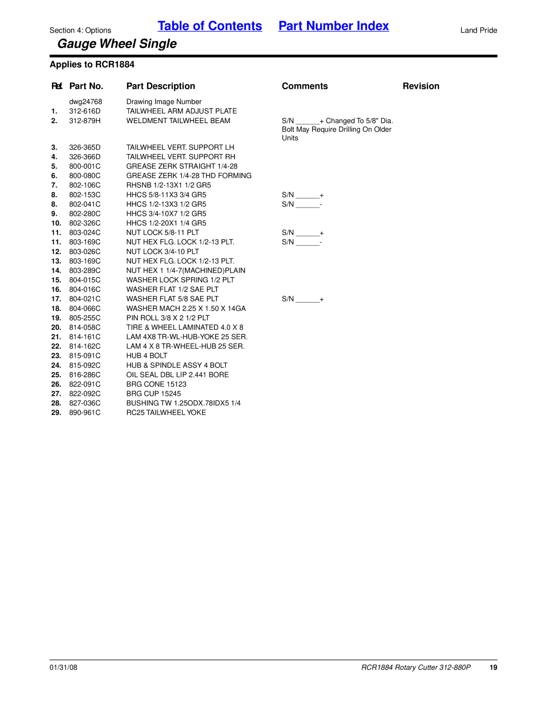 Land Pride RCR1884, Rotary Cutter manual Tailwheel ARM Adjust Plate, Tailwheel VERT. Support LH, Tailwheel VERT. Support RH 