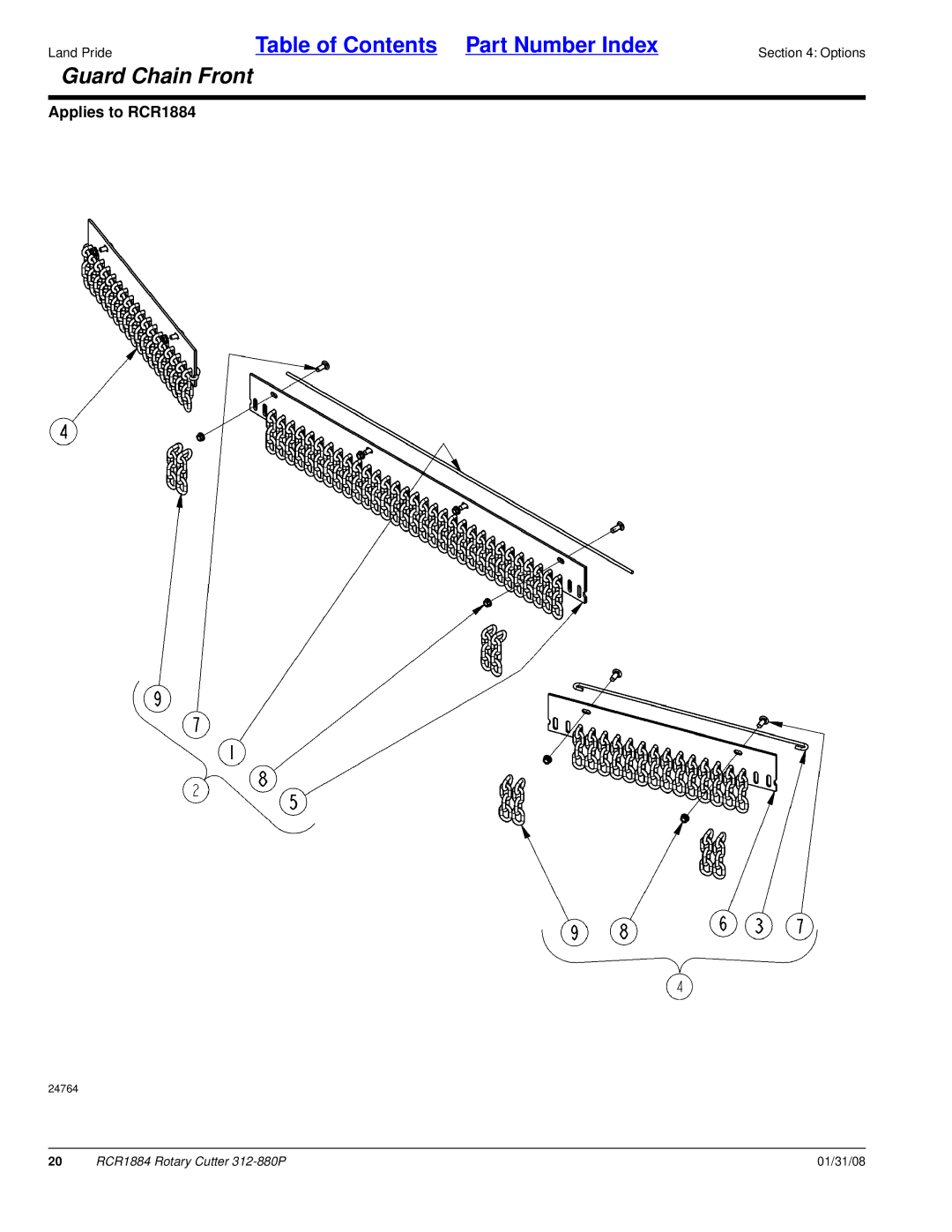 Land Pride Rotary Cutter, RCR1884 manual Guard Chain Front 