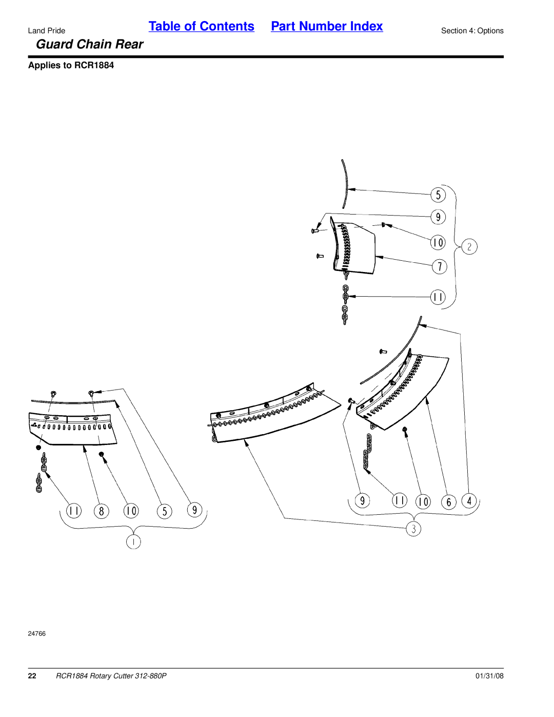 Land Pride Rotary Cutter, RCR1884 manual Guard Chain Rear 