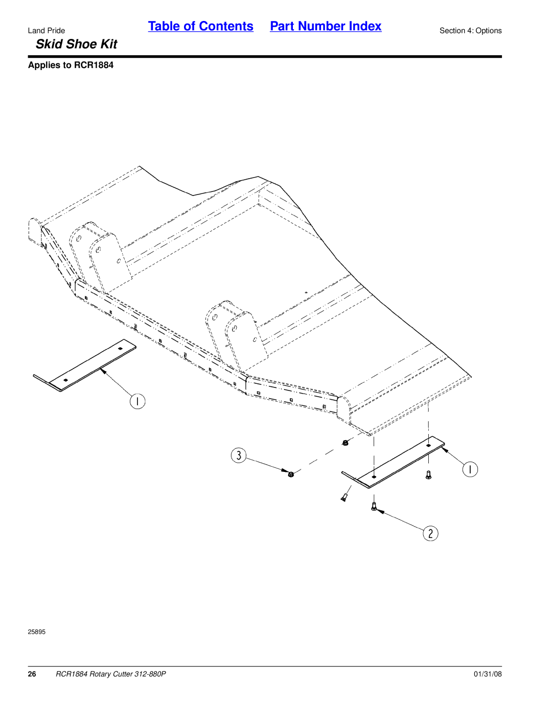 Land Pride Rotary Cutter, RCR1884 manual Skid Shoe Kit 