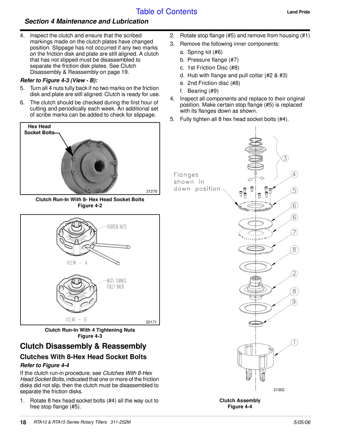 Land Pride RTA1050, RTA1550, RTA1058, RTA1542, RTA1558, RTA1042, RTA1034 Clutch Disassembly & Reassembly, Refer to -3 View B 