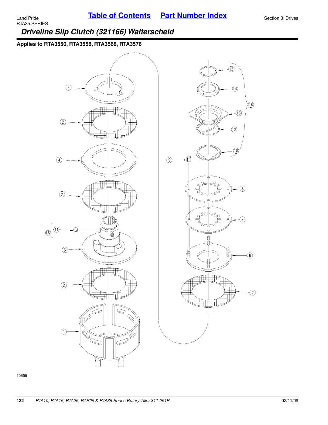 Land Pride RTA15, RTR25, RTA25, RTA35 Series, RTA10 manual Driveline Slip Clutch 321166 Walterscheid 