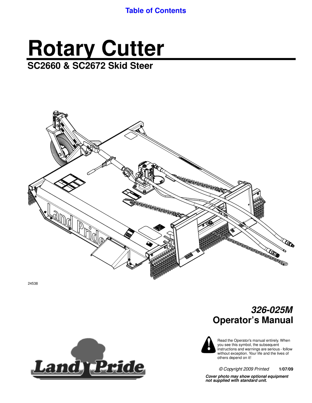 Land Pride SC2672, SC2660 manual Rotary Cutter 